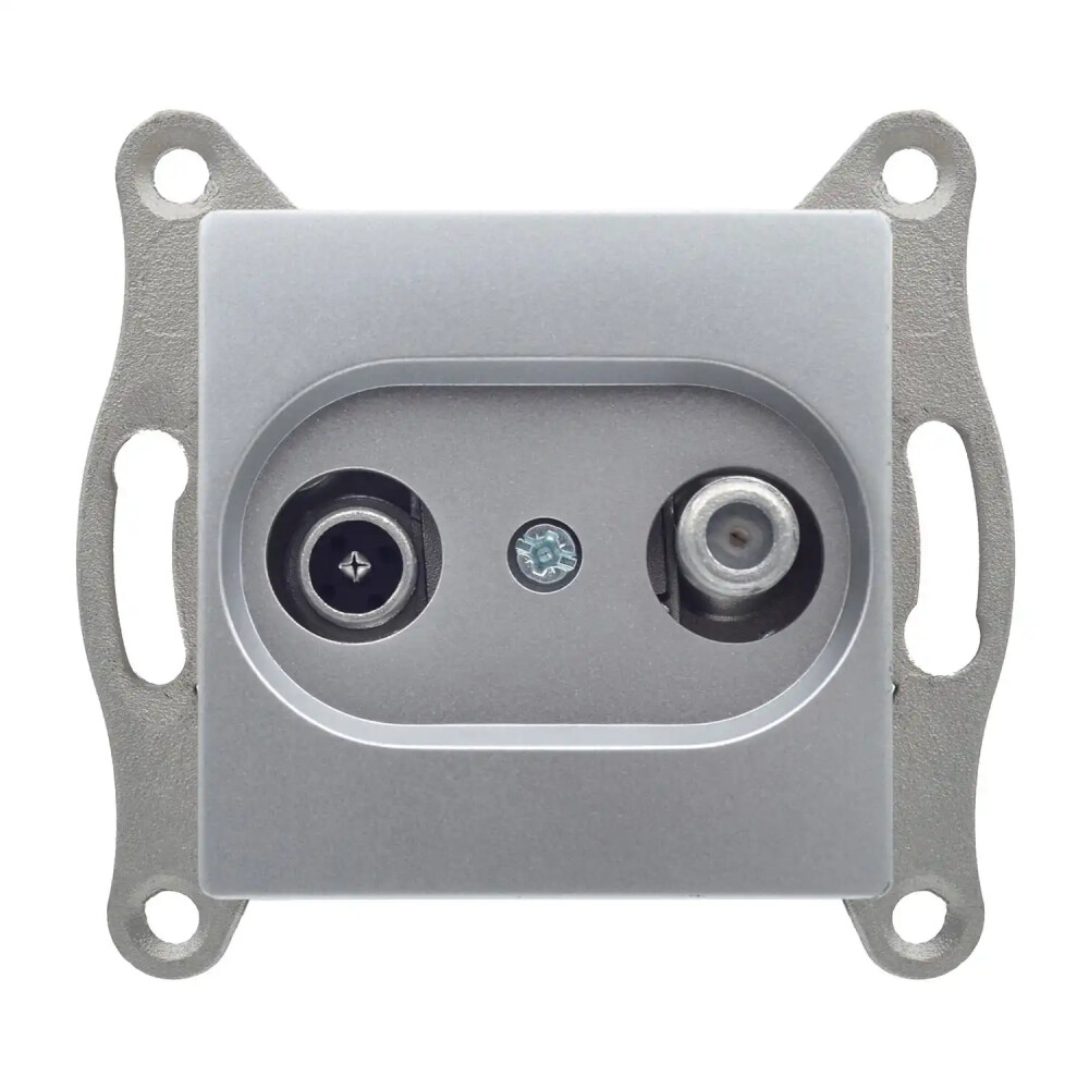 Visage Uydu Prizi Sonlu (TV-Sat), Gümüş (Mekanizma + Tuş/Kapak) - Günsan Elektrik