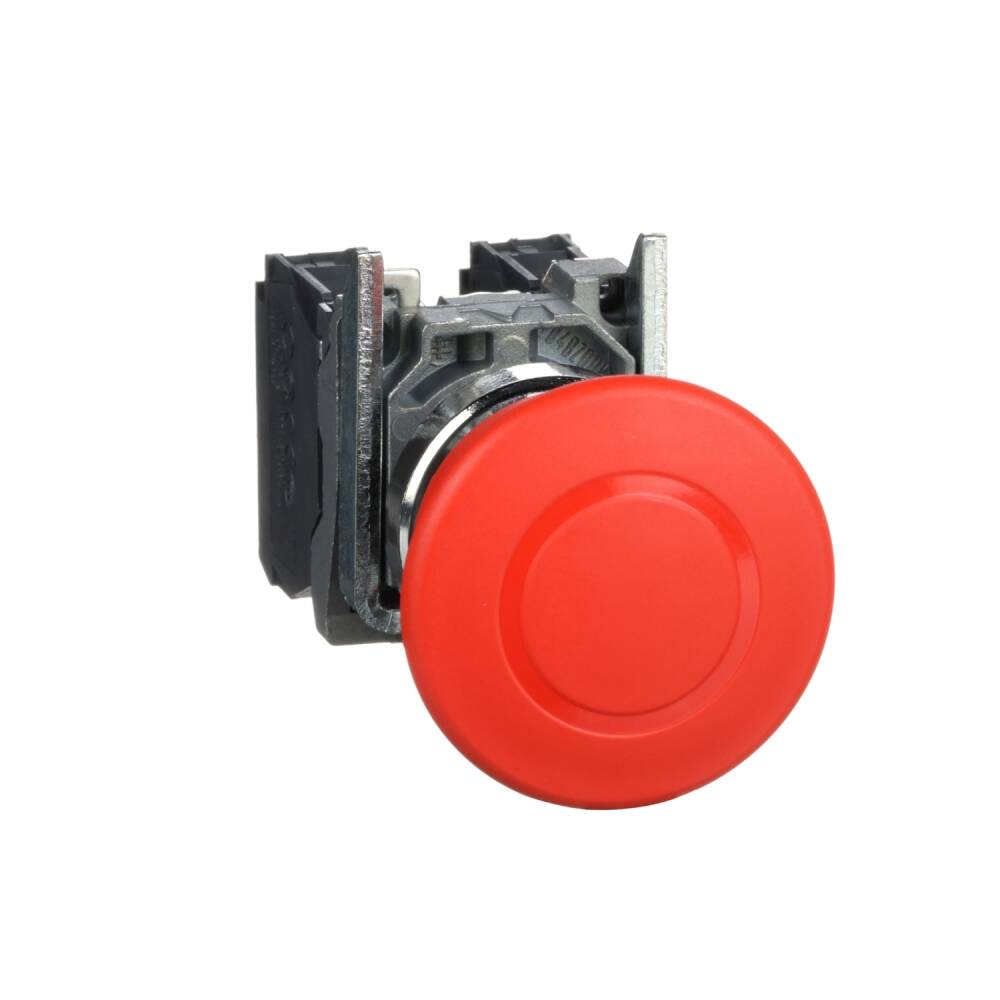 XB4BT845 - Harmony XB4, Acil Durdurma Kapatma, Metal, Kırmızı Mantar, Ø40, Ø22, Tetikleme Mandallı Bas-Çek, 1 NO + 1 NC - 1