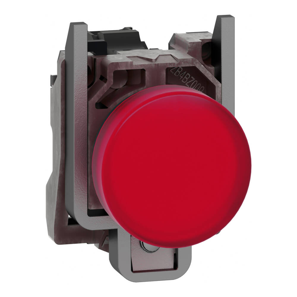 XB4BVG4 - Işıklı Buton, Harmony XB4, Gri Plastik, Kırmızı, 22 Mm, Entegre LED, Düz Lens, 110-120V AC - 1